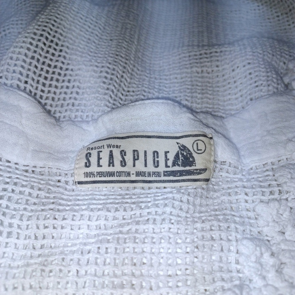 Seaspice Crochet Swim Cover Up Womens L Peruvian Cotton Beach Vacation Resort - Picture 3 of 9